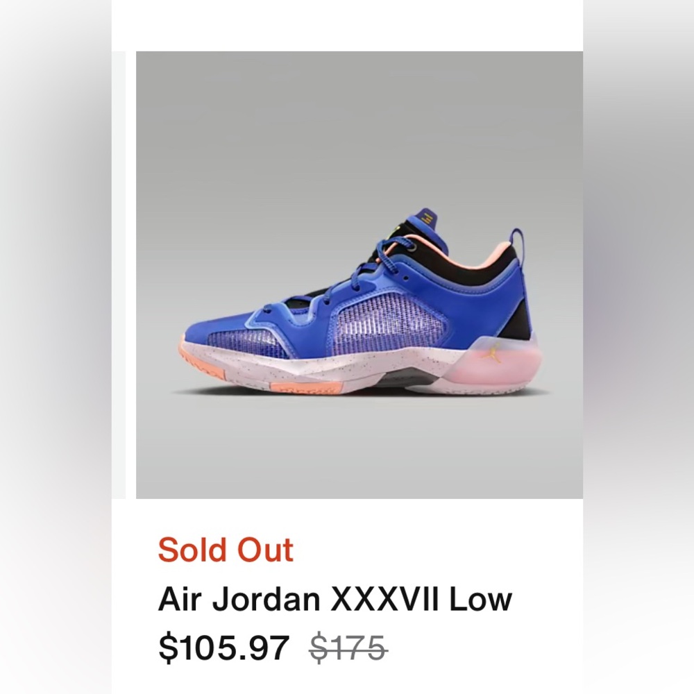 Air Jordan XXXVII kids size 5.5- sold out on all Nike/Shoe platforms.